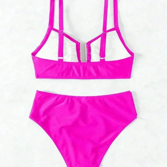 Hot Pink Women's Ruched Separated Swimwear - Picture 5 of 8